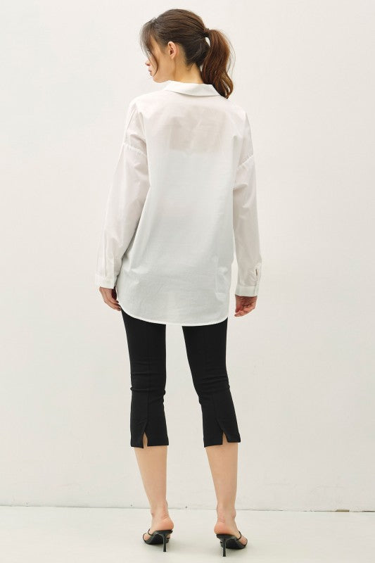 Saskia Long Sleeve Button Down Top White