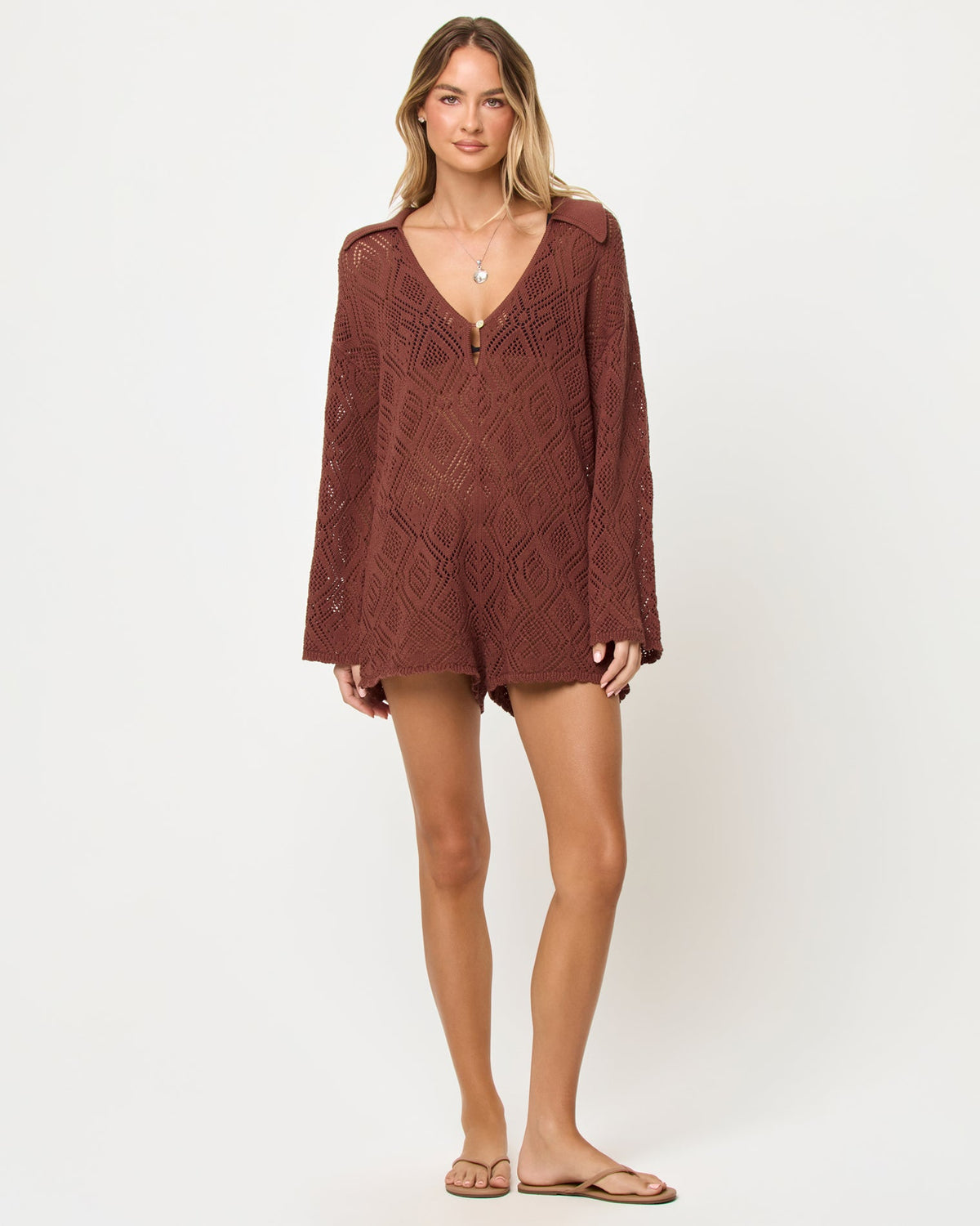 Golden Daze Romper - Cafe