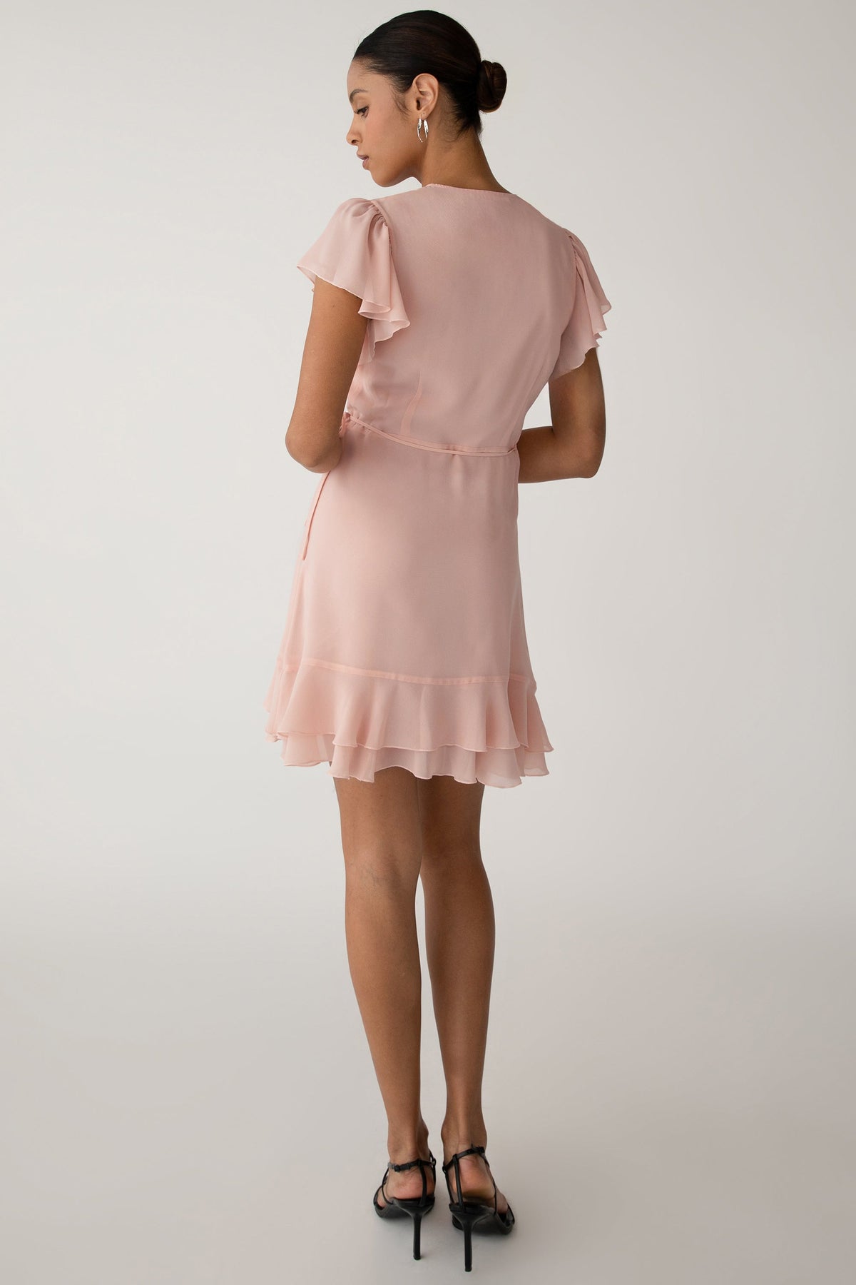 WRAP MINI DRESS WITH RUFFLED HEM