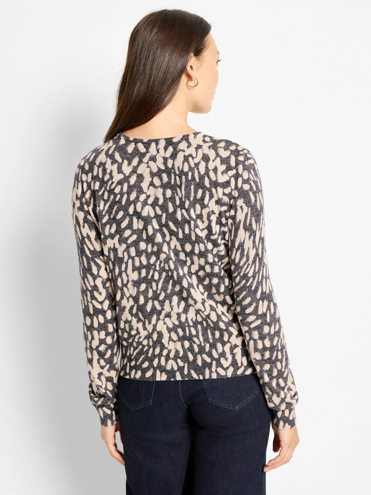Wild Dot Buttoned Up Pullover Sweater