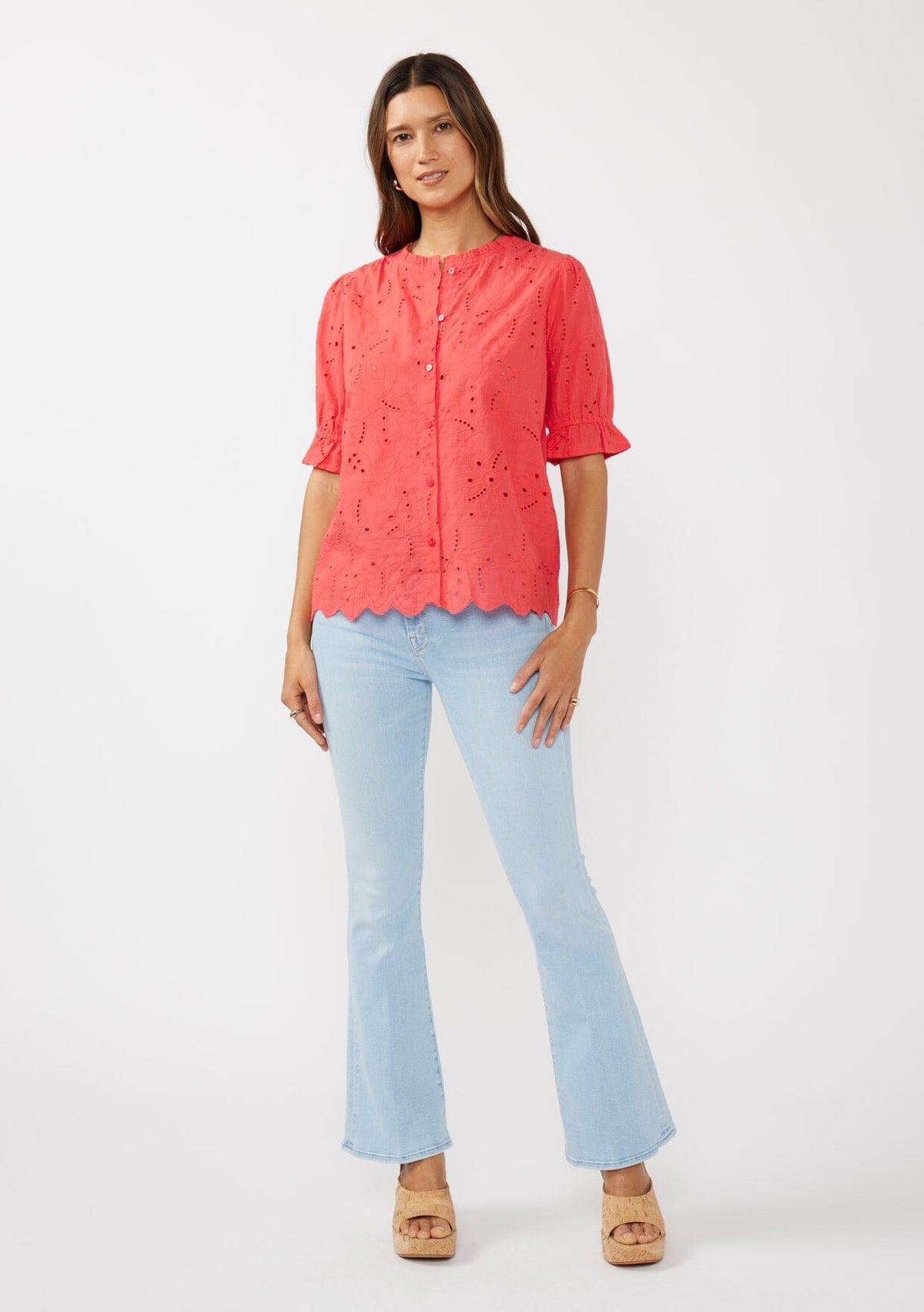 Sweetpea Eyelet Button Up Blouse