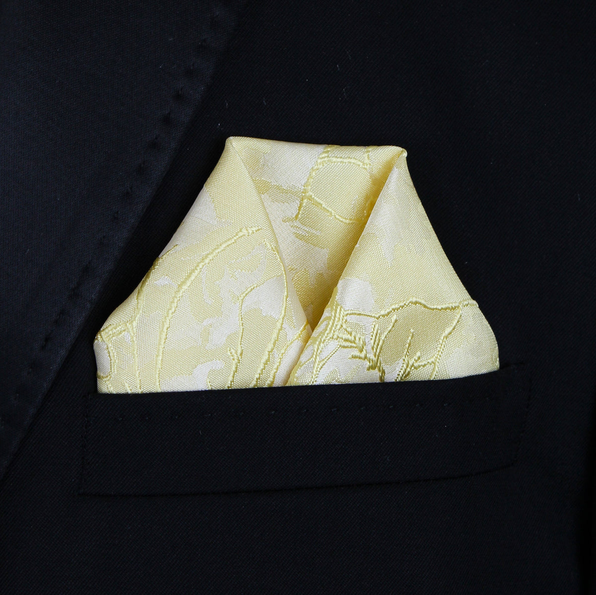 Pocket Square | Yellow Satin Embossed #14