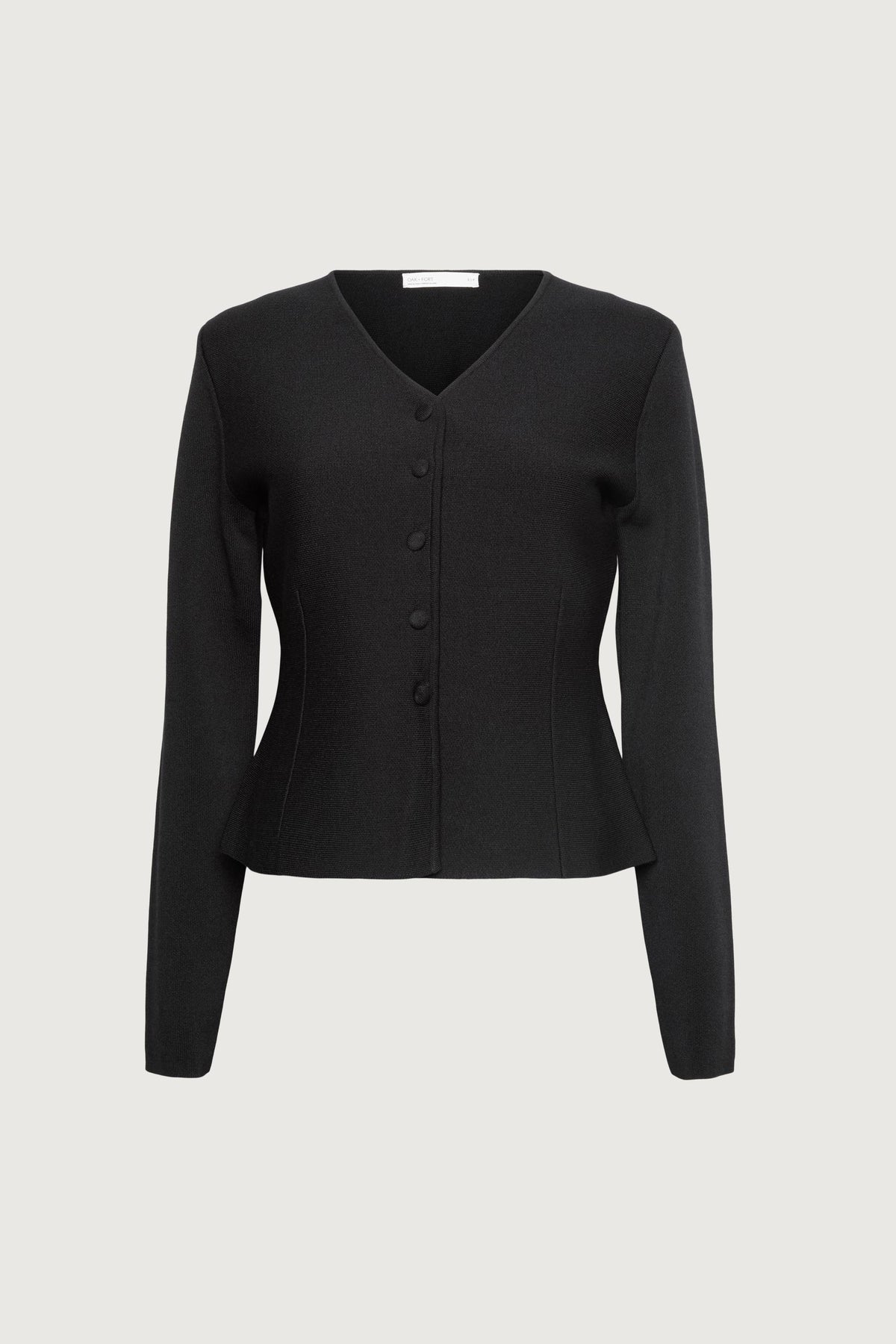 BUTTON FRONT PEPLUM SWEATER