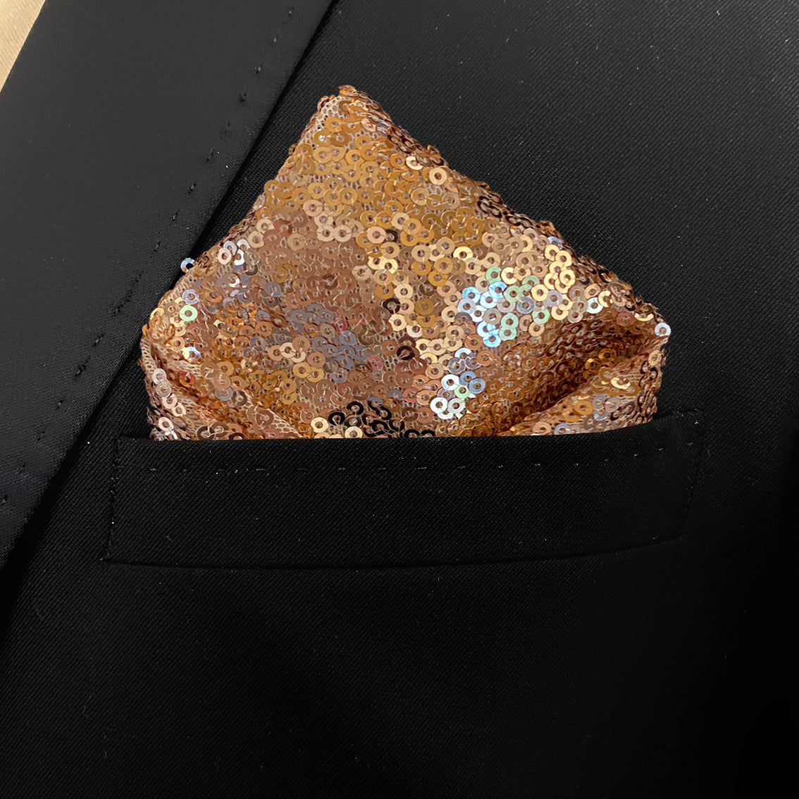 Champagne Sequin Pocket Square