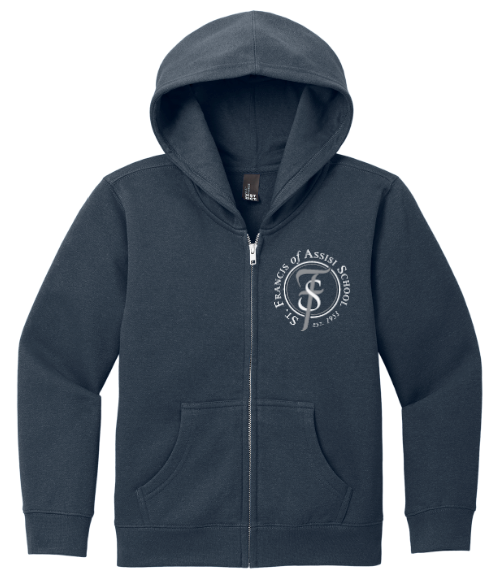 St Francis of Assisi Youth Cotton/Poly Fleece Full Zip Hoodie