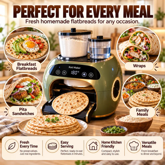 🎉 Limited Time Sale – All-in-One Automatic Flatbread Maker with Smart Mixing, Kneading & Cooking