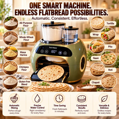 🎉 Limited Time Sale – All-in-One Automatic Flatbread Maker with Smart Mixing, Kneading & Cooking