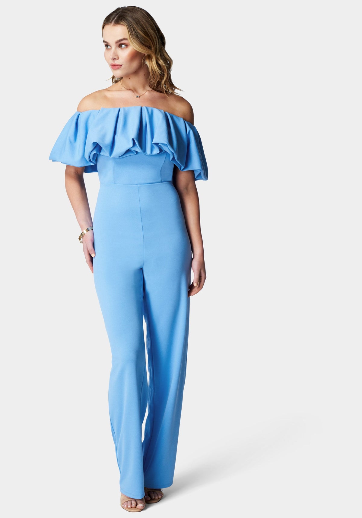 Off Shoulder Ruffle Jumpsuit