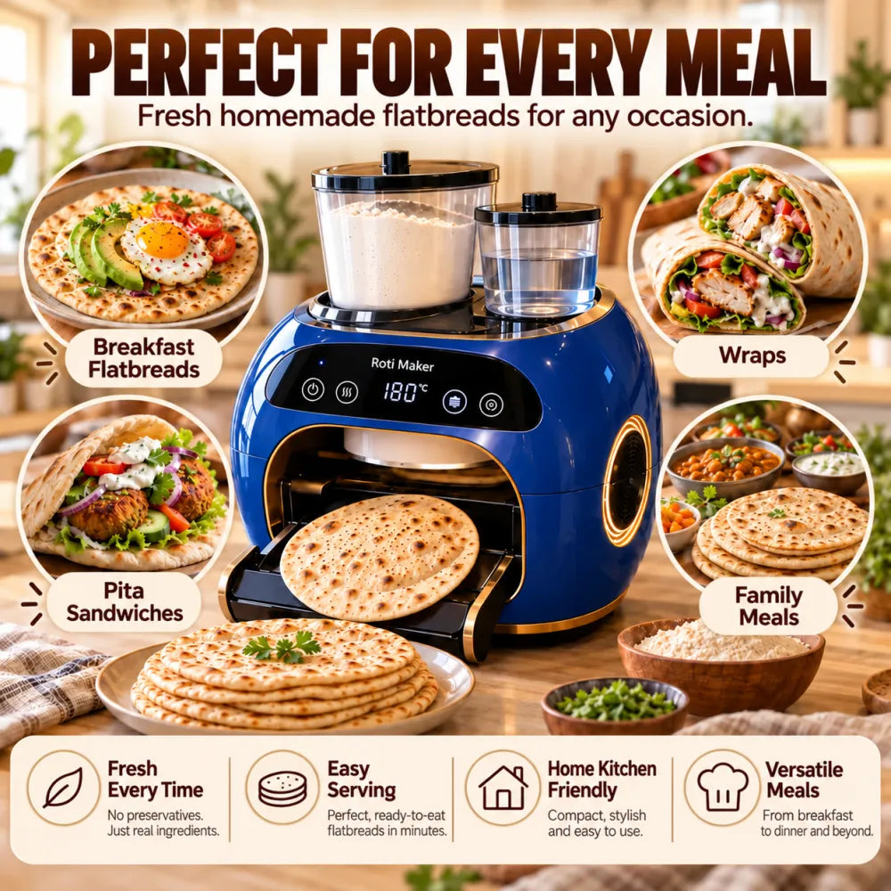 🎉 Limited Time Sale – All-in-One Automatic Flatbread Maker with Smart Mixing, Kneading & Cooking