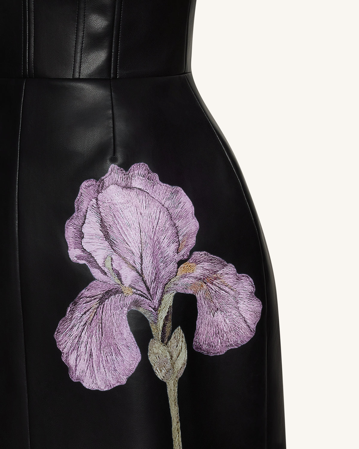 Iris 花卉印花馬甲洋裝 - 黑色
