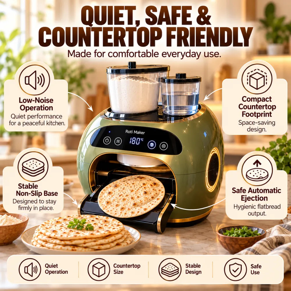 🎉 Limited Time Sale – All-in-One Automatic Flatbread Maker with Smart Mixing, Kneading & Cooking