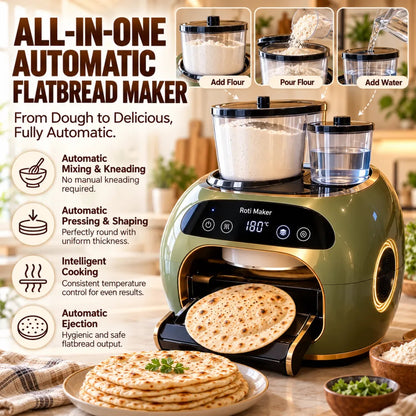 🎉 Limited Time Sale – All-in-One Automatic Flatbread Maker with Smart Mixing, Kneading & Cooking