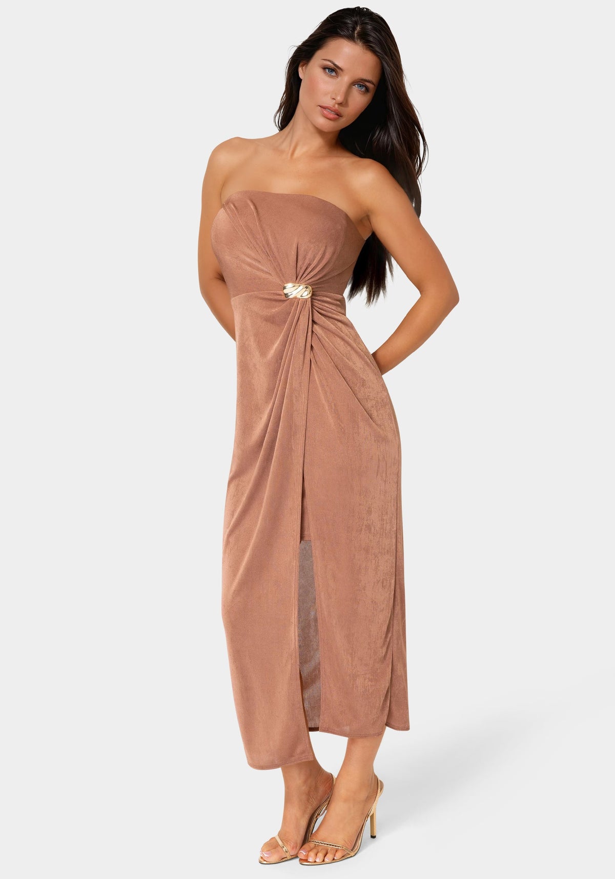 Strapless Twist Waist Maxi Dress