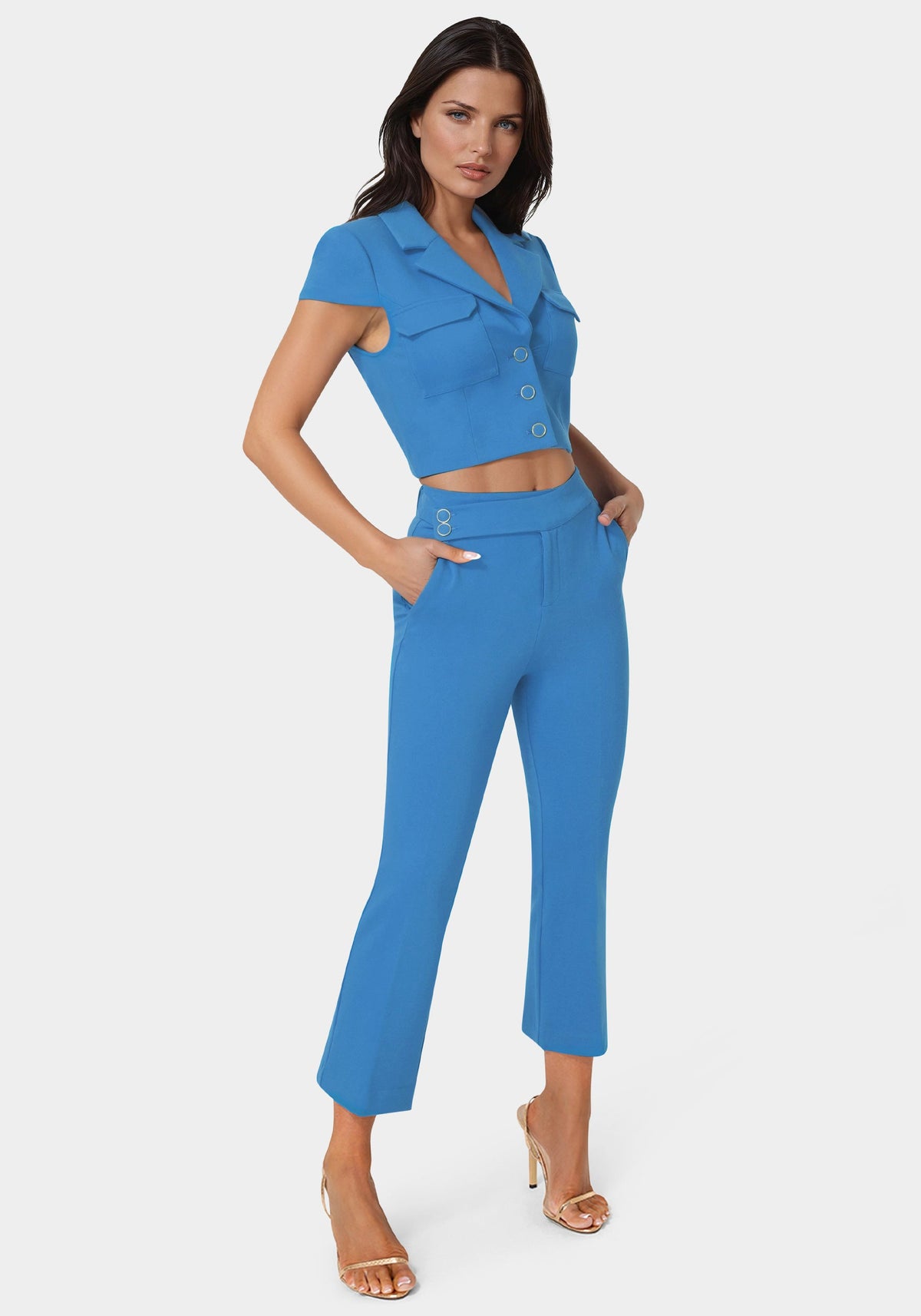 Natural Waist Cropped Flare Leg Pant