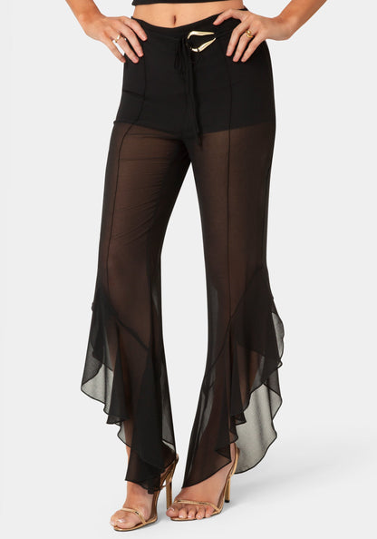 High Waist Ruffle Hem Pant
