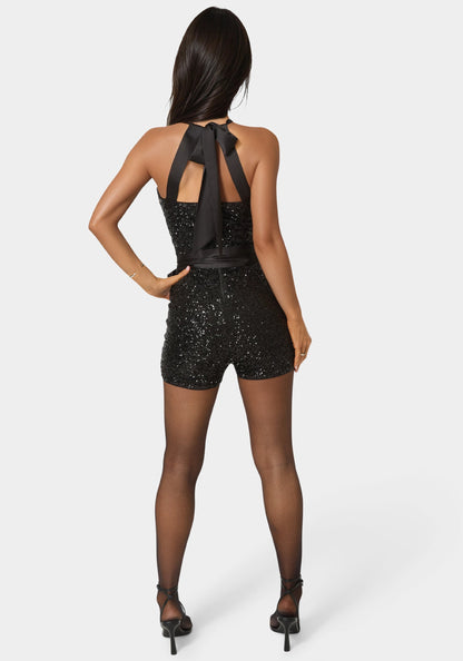 Sequin Halter Romper