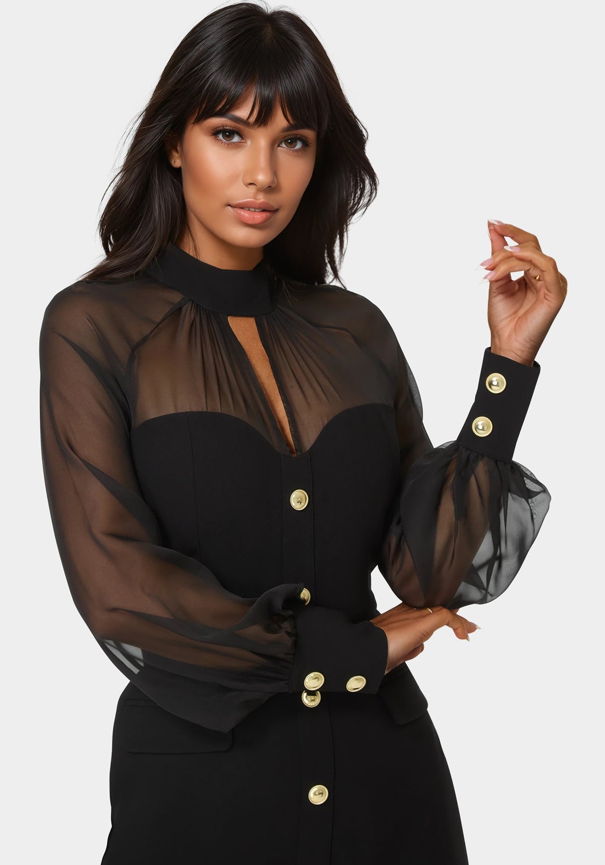 Mixed Media Long Sleeve Romper