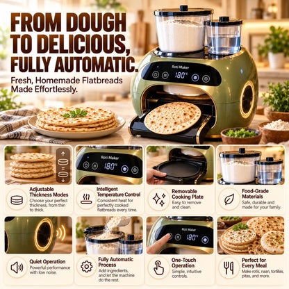 🎉 Limited Time Sale – All-in-One Automatic Flatbread Maker with Smart Mixing, Kneading & Cooking