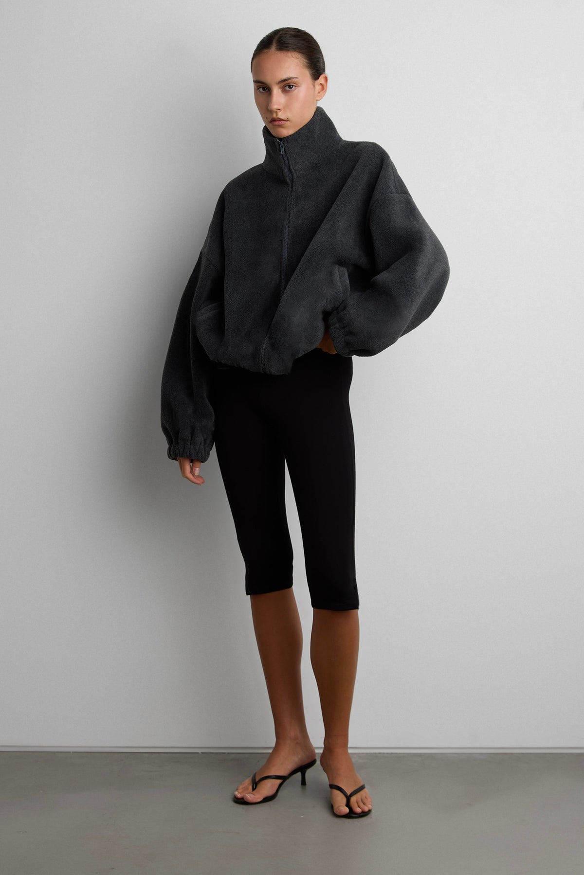 OVERSIZED FUNNEL NECK FLEECE JACKET
