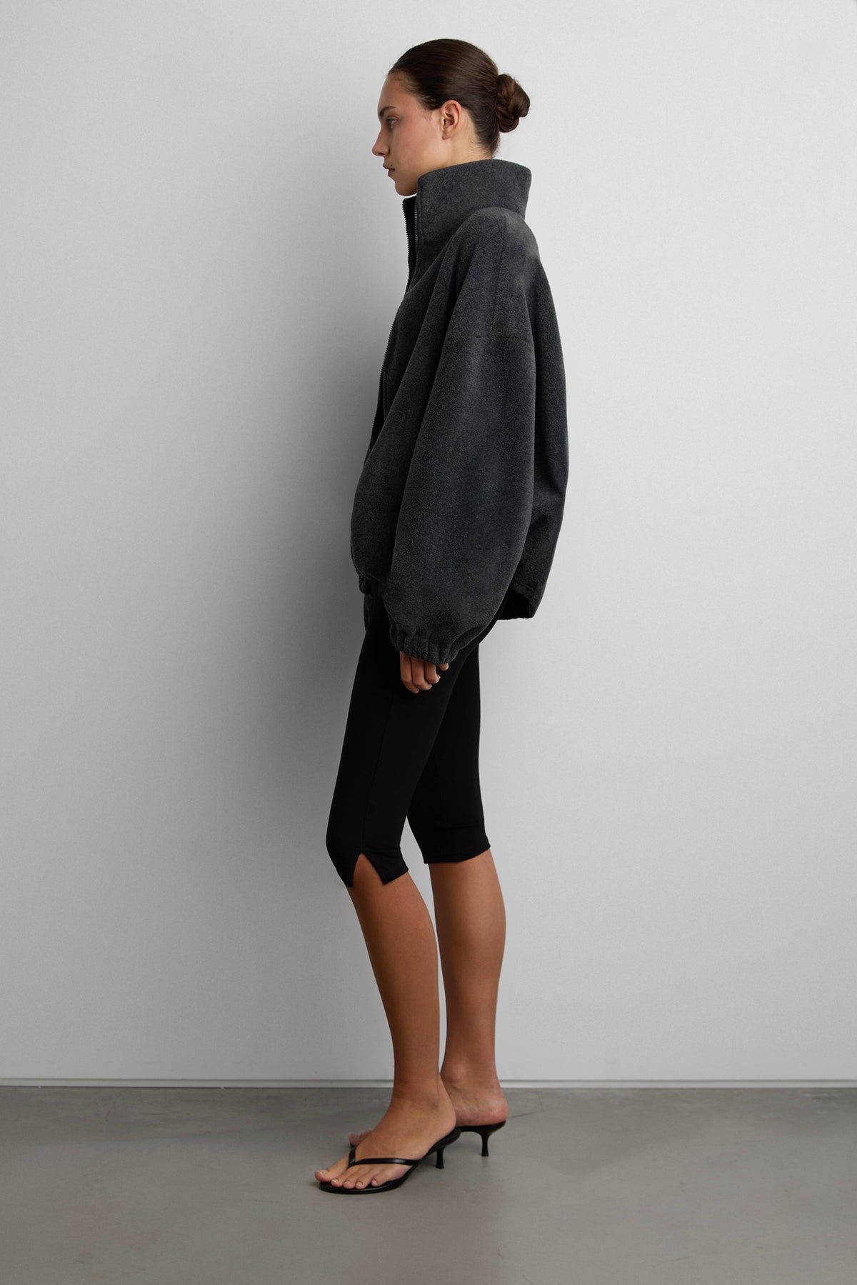 OVERSIZED FUNNEL NECK FLEECE JACKET