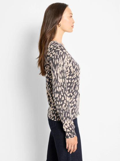 Wild Dot Buttoned Up Pullover Sweater