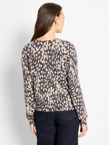 Wild Dot Buttoned Up Pullover Sweater