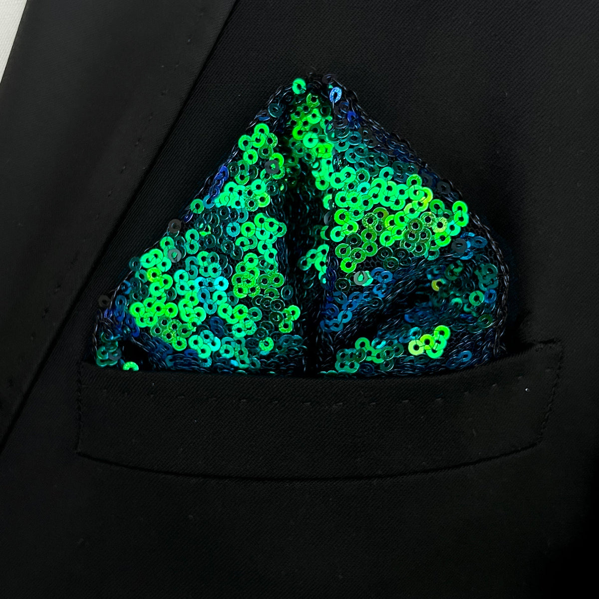 Green and Blue Sequin Pocket Square
