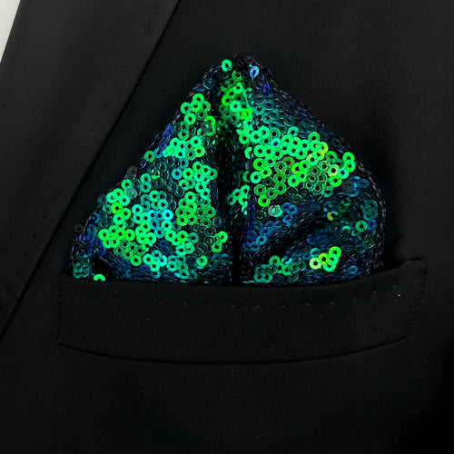 Green and Blue Sequin Pocket Square