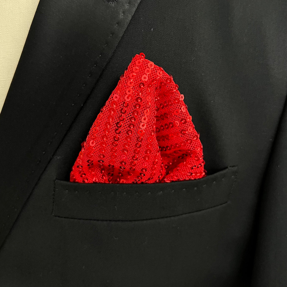 Red Stripe Sequin Pocket Square