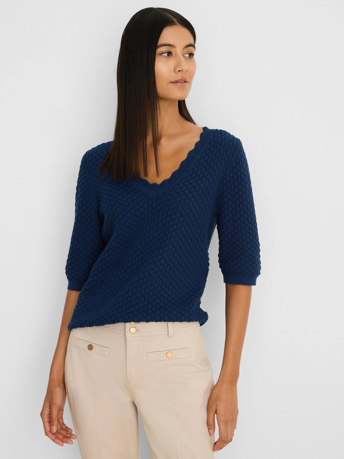 Scallop Texture Sweater Tee