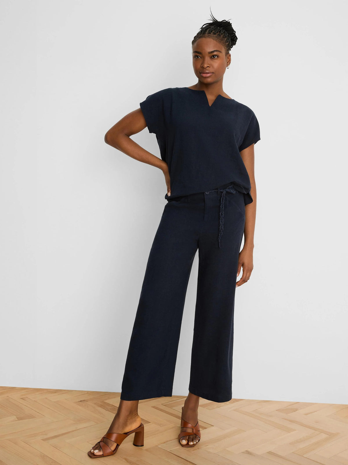 Rumba Linen Split Neck Tee