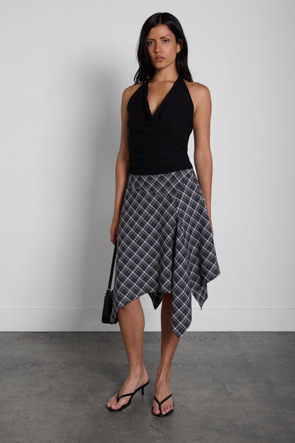 TARTAN PRINT A-LINE MIDI SKIRT