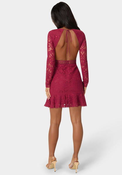 Open Back Lace Mini Dress