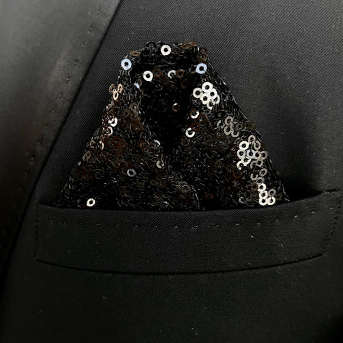 Black Sequin Pocket Square