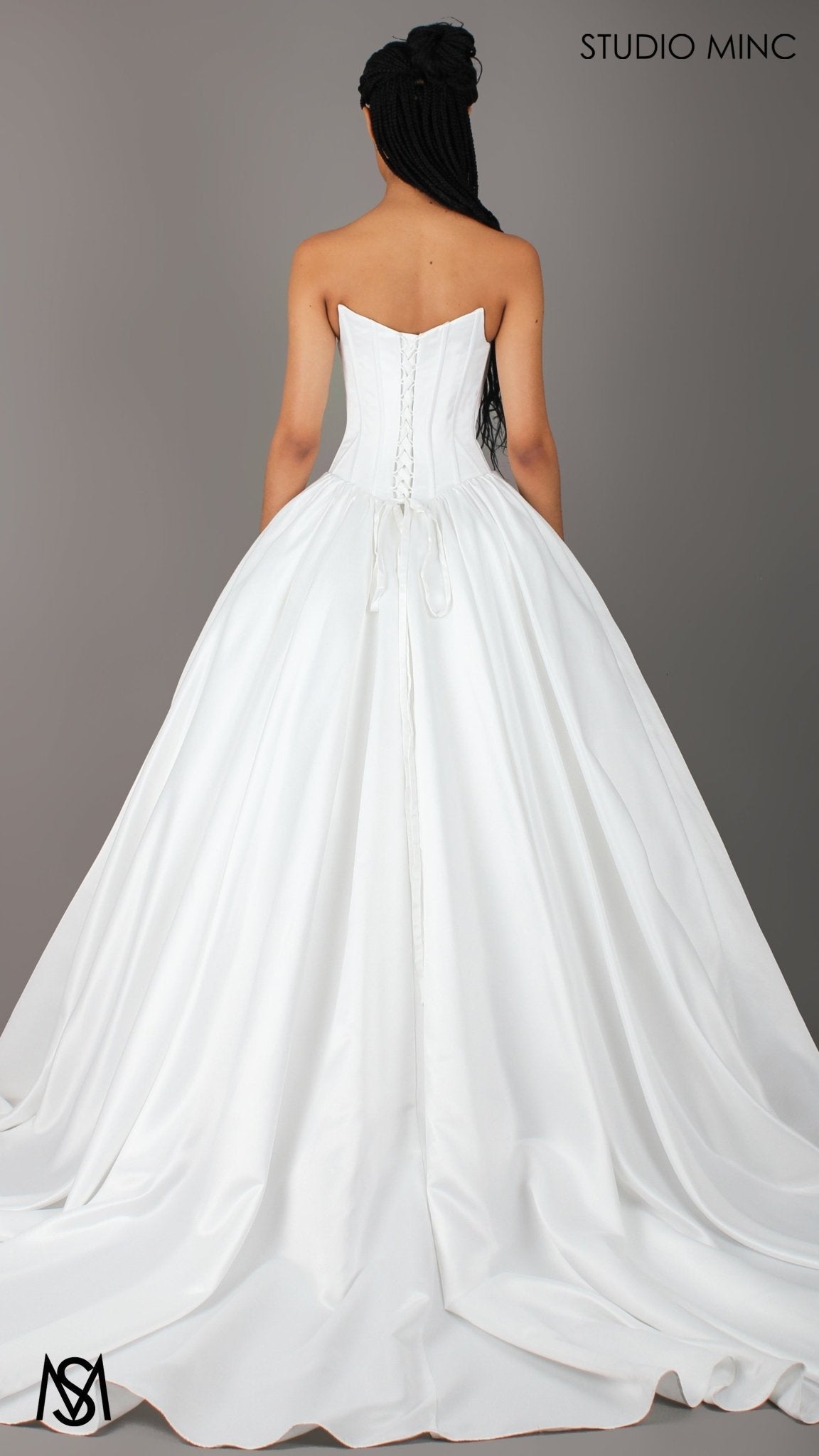 Bondi - Wedding Dress | Modern Strapless Drop Waist Corset lace up gown petticoat