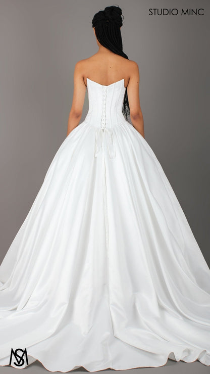 Bondi - Wedding Dress | Modern Strapless Drop Waist Corset lace up gown petticoat
