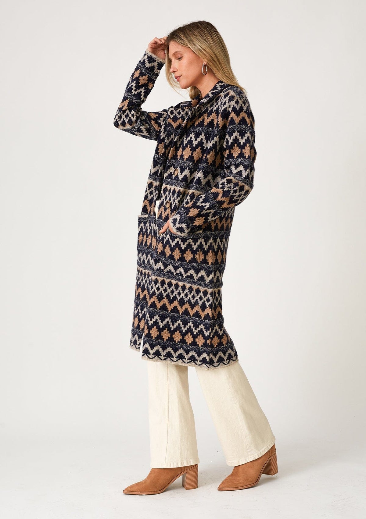 Alex Chevron Jacquard Coatigan