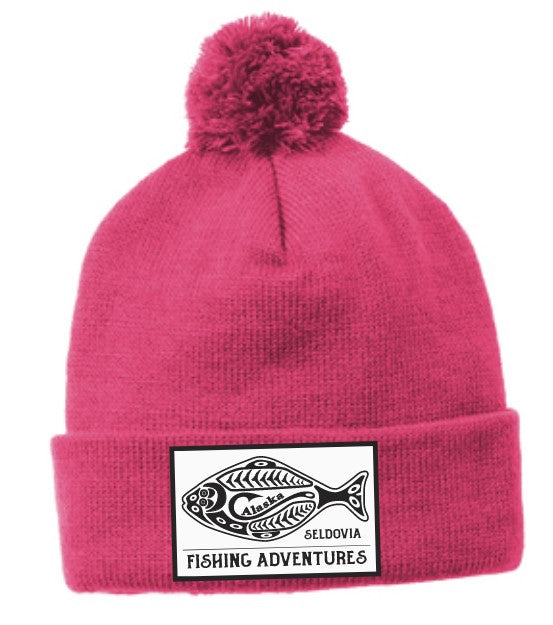 Seldovia Adventures Pink Raspberry Pom Beanie