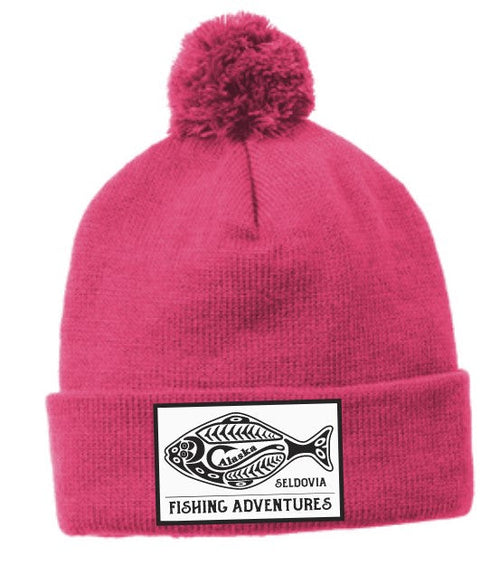 Seldovia Adventures Pink Raspberry Pom Beanie