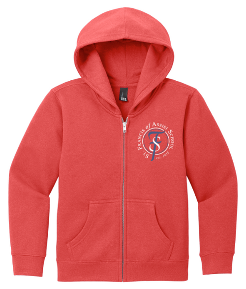 St Francis of Assisi Youth Cotton/Poly Fleece Full Zip Hoodie