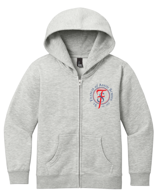 St Francis of Assisi Youth Cotton/Poly Fleece Full Zip Hoodie