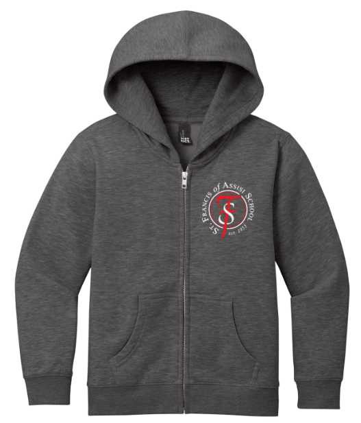 St Francis of Assisi Youth Cotton/Poly Fleece Full Zip Hoodie