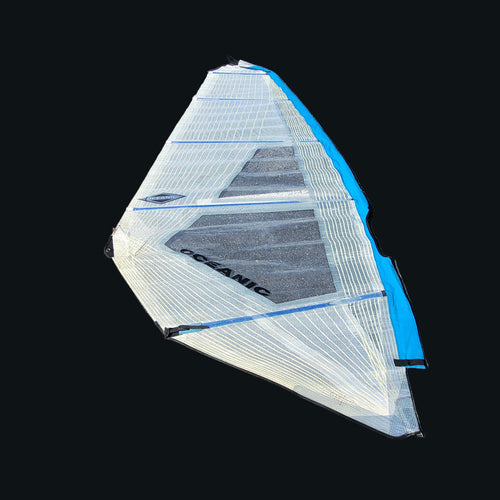 Used Oceanic Windsurfing Sail 5.0 Meters (White/Blue) With Carry Bag