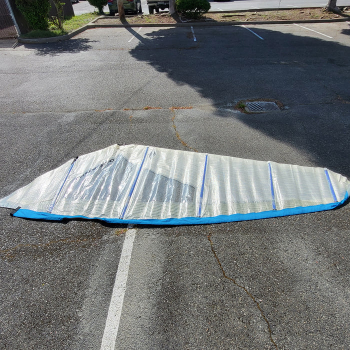 Used Oceanic Windsurfing Sail 5.0 Meters (White/Blue) With Carry Bag