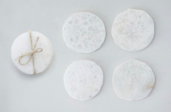 White Quartz Coaster Set
