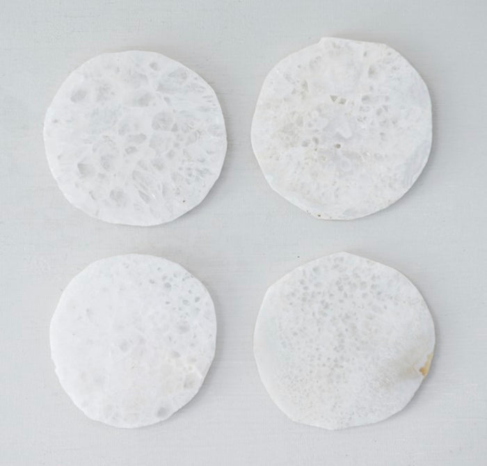 White Quartz Coaster Set